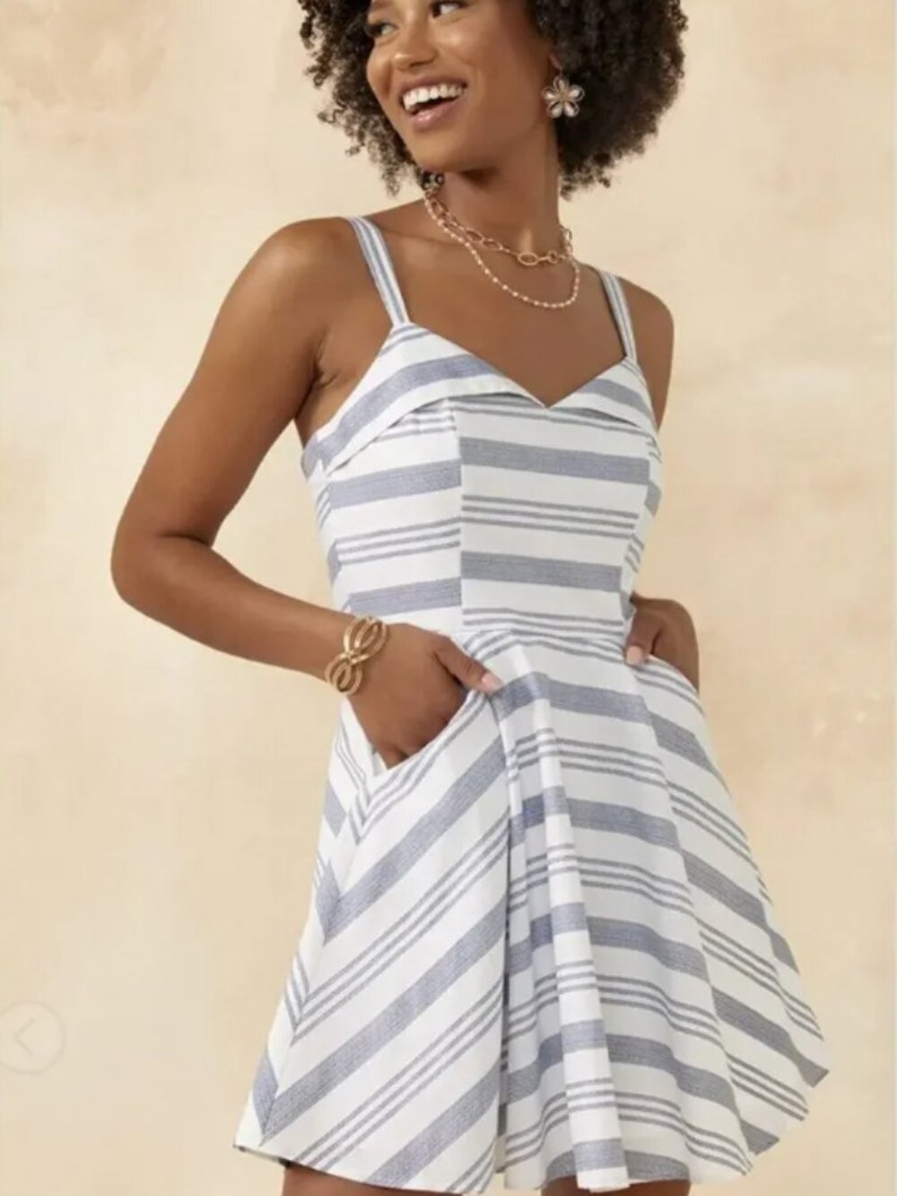 Francesca's Jun&Ivy Amara Striped Mini Dress XS WITH POCKETS!